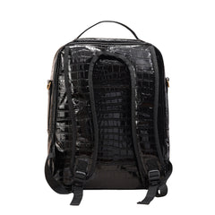 Crocodile Embossed Leather Backpack Unisex - Multi-Pocket Laptop Backpack