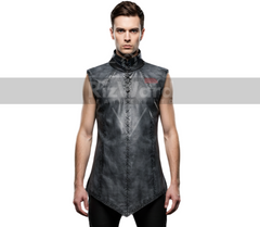 Sleeveless Rave Leather Viking Tunic with Pants - Ren Fair Medieval Leather Vest - Renaissance Vest for Cosplay Costume - Viking Shirt