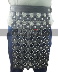 Mens Black Leather Gladiator Kilt - Handcrafted Roman Kilt