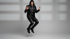 Men’s leather jacket with lace-up panel detailing