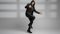 Black PU leather gothic hooded jacket for men