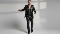 Men’s Black Leather Utility Blazer – Tailored Statement Fashion Jacket