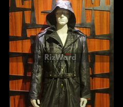 Heavy Duty Cowhide Leather Trench Coat- Steampunk Leather Coat - Winter Trench Coat For Men