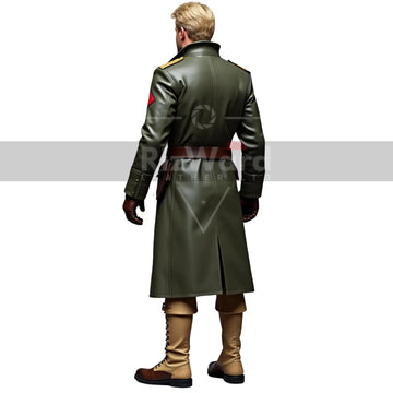Handmade Leather Military Trench Coat - Officer’s Steampunk Coat for Cosplay - Army Long Coat - Double Breast Military Overcoat