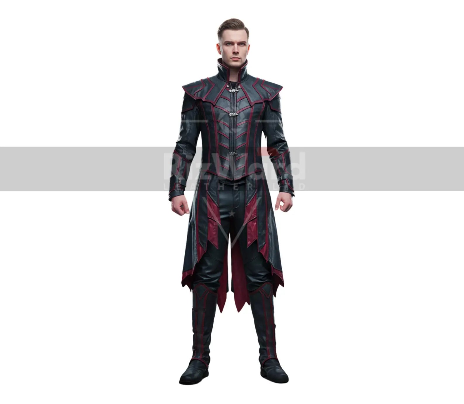 Handmade Black Leather Vampire Trench Coat - Steampunk Vampire Long Coat - Gothic Steampunk Cosplay Costume - Victorian Coat Gift for Him