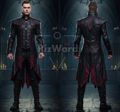 Handmade Black Leather Vampire Trench Coat - Steampunk Vampire Long Coat - Gothic Steampunk Cosplay Costume - Victorian Coat Gift for Him