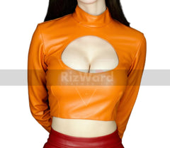 Nerdy Scooby Girl Velma Costume - Sexy Velma Costume for Role Play Cosplay - Seductive Mystery Outfit - Leather Crop Top with Skirt