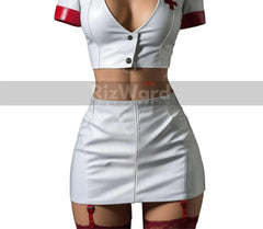White Leather Nurse Roleplay Costume - Sexy Nurse Costume - Playful and Seductive Nurse Outfit - Naughty Nurse Costume Adult Couple Play