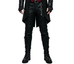 Gothic Vampire Trench Coat with Skull Print - Steampunk Victorian Tailcoat - Dracula Halloween Costume - Victorian Gothic Dress Cosplay