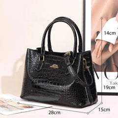 Women’s Crocodile Pattern Tote Handbag - Luxury Shoulder Bag with Top Handle, Large Capacity Work Purse