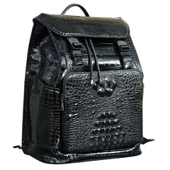 Unisex Crocodile Pattern PU Leather Backpack - Large Capacity Fashion Rucksack with Front Pocket - Travel, Work, School Bag