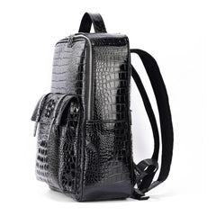 Unisex Crocodile Pattern PU Leather Backpack - Large Capacity Laptop Backpack with Front Pocket - Office Travel Work & Business Bag