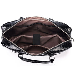 Crocodile Pattern PU Leather Laptop Bag -Business Briefcase with Shoulder Strap - Large Capacity Work Messenger Bag - Office & Travel Bag