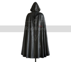 Handmade Black Leather Hooded Cloak - Leather Medieval Cloak with Vest For Cosplay - Leather Armour Costume - Hooded Cloak Leather Gifts