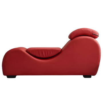 Red Leather Curved chaise lounge chair for lounge chair sex, tantra sex chair, and sex sofa, sex chair, sex couch with pillow and cushion