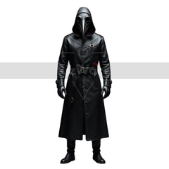 Plague Doctor Leather Coat with Mask - Gothic Medieval Steampunk Trench Coat - Classic Doctor Plague Hooded Coat Halloween Cosplay Costume