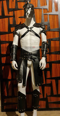 Mens Leather Ancient Gladiator War Armor With Kilt & Head Mask