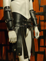 Mens Leather Ancient Gladiator War Armor With Kilt & Head Mask