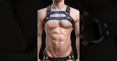 Men's Leather Chest Harness with Slave Restraints for intense Play