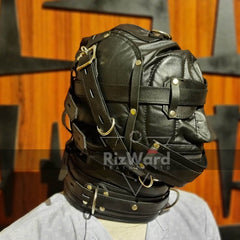 100% Genuine Leather Bondage Hood - Rizwards Leather
