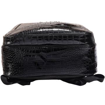 Crocodile Embossed Leather Backpack Unisex - Multi-Pocket Laptop Backpack