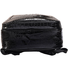 Crocodile Embossed Leather Backpack Unisex - Multi-Pocket Laptop Backpack