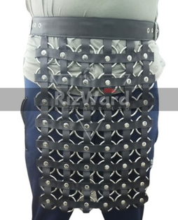 Mens Black Leather Gladiator Kilt - Handcrafted Roman Kilt