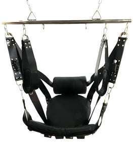 VIP Black Leather Sex Sling | Plus Size Sex Swing | Bondage Swing | Heavy Duty Adult BDSM Sling With Stirrups