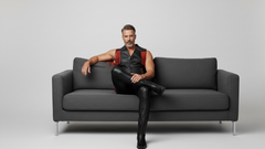 Men’s Black PU Leather Fringe Vest – Bold Red Fringe Design