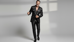 Modern black leather statement jacket for men