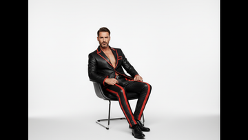 Men’s Black 2-Piece Suit with Red Borders – Luxury Contrast Design