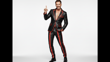 Men’s Black 2-Piece Suit with Red Borders – Luxury Contrast Design
