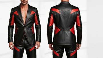 Men’s Black 2-Piece Suit with Red Strips – Bold Multicolor Suit Design