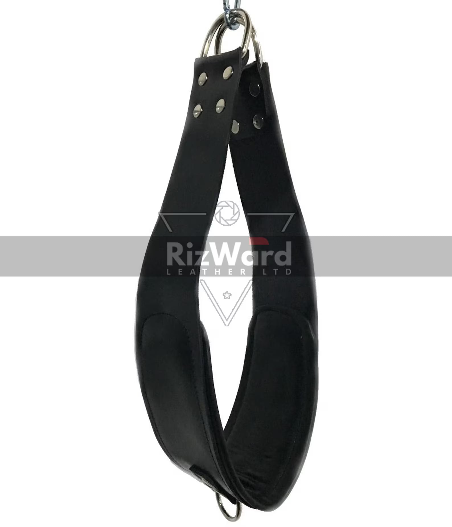 VIP Black Leather Sex Swing & Sling with Fur for Couples Sex Play | Leather Bondage Fur Sex Swing Kinky Sex Furniture | BDSM Adult Sex Sling