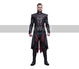 Handmade Black Leather Vampire Trench Coat - Steampunk Vampire Long Coat - Gothic Steampunk Cosplay Costume - Victorian Coat Gift for Him