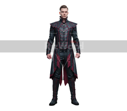 Handmade Black Leather Vampire Trench Coat - Steampunk Vampire Long Coat - Gothic Steampunk Cosplay Costume - Victorian Coat Gift for Him