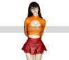 Nerdy Scooby Girl Velma Costume - Sexy Velma Costume for Role Play Cosplay - Seductive Mystery Outfit - Leather Crop Top with Skirt