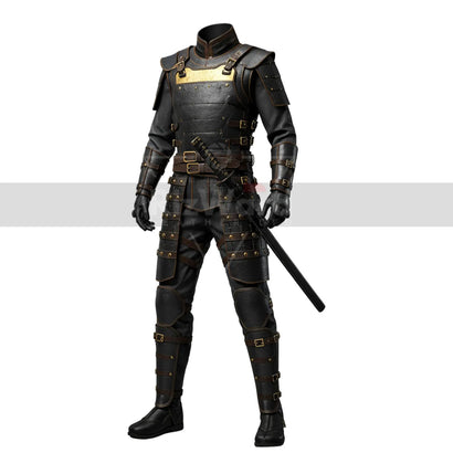 Handmade Black Leather Swordsman Armour - LARP Cosplay Samurai Armor - Medieval Knight Armour for Cosplay Costume - Leather Combat Suit