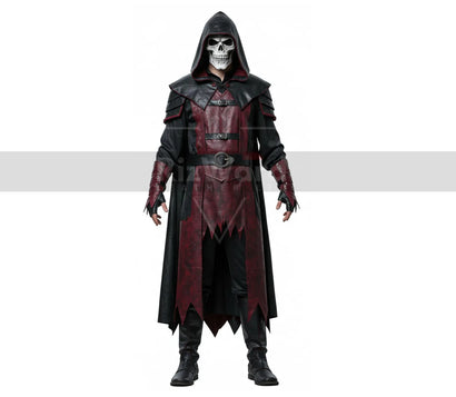 Dark Fantasy Leather Vampire Costume Set - Custom Leather Vampire Cloak - Hooded Gothic Dracula Cloak Halloween Costume For Cosplay