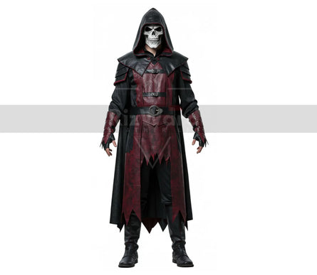 Dark Fantasy Leather Vampire Costume Set - Custom Leather Vampire Cloak - Hooded Gothic Dracula Cloak Halloween Costume For Cosplay