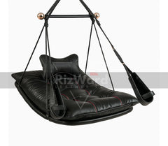 Deluxe Leather Sex Swing & Sling for Couples Adult Play | Padded Leather Bondage Sex Swing | Erotic Sex Furniture | Adult Sex Sling footrest
