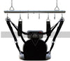 VIP Black Leather Sex Swing & Sling with Fur for Couples Sex Play | Leather Bondage Fur Sex Swing Kinky Sex Furniture | BDSM Adult Sex Sling