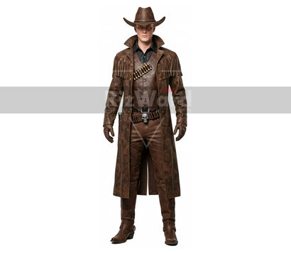 Handmade Halloween Cowboy Costume - Gothic Leather Trench Coat - Western Cowboy Outlaw Costume - Fringed Long Coat - Ghoul Halloween Cosplay