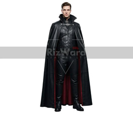 Regal Vampire Leather Cloak - Gothic Victorian Halloween Costume - Dracula Themed Cloak for Cosplay - Medieval Vampire Cape with Vest