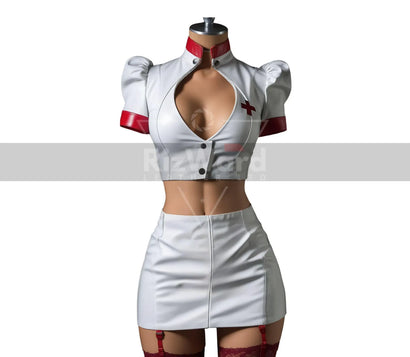 White Leather Nurse Roleplay Costume - Sexy Nurse Costume - Playful and Seductive Nurse Outfit - Naughty Nurse Costume Adult Couple Play