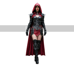 Red & Black Leather Medieval Cloak Armor - Leather Knight Armour Cloak - Medieval LARP Halloween Costume - Gothic Warrior Cloak For Cosplay