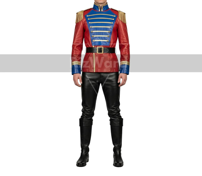 Leather Nutcracker Commander Costume - Red & Blue Military Jacket - Christmas Outfit Holiday Dress - Nut Cracker Dress