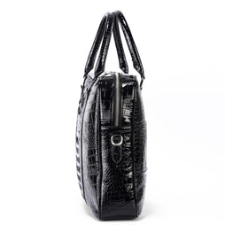 Crocodile Pattern PU Leather Laptop Bag -Business Briefcase with Shoulder Strap - Large Capacity Work Messenger Bag - Office & Travel Bag