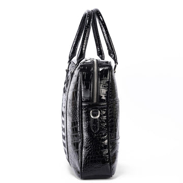 Crocodile Pattern PU Leather Laptop Bag -Business Briefcase with Shoulder Strap - Large Capacity Work Messenger Bag - Office & Travel Bag