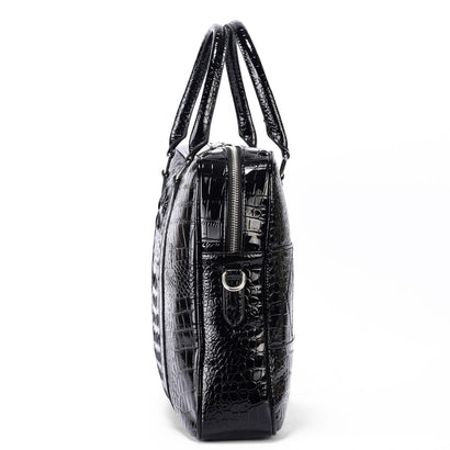 Crocodile Pattern PU Leather Laptop Bag -Business Briefcase with Shoulder Strap - Large Capacity Work Messenger Bag - Office & Travel Bag